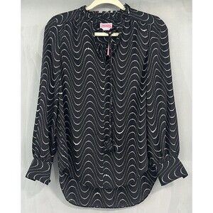 Women’s Kate Spade Black‎ Beige Long Sleeve Lightweight Blouse XXS NWT